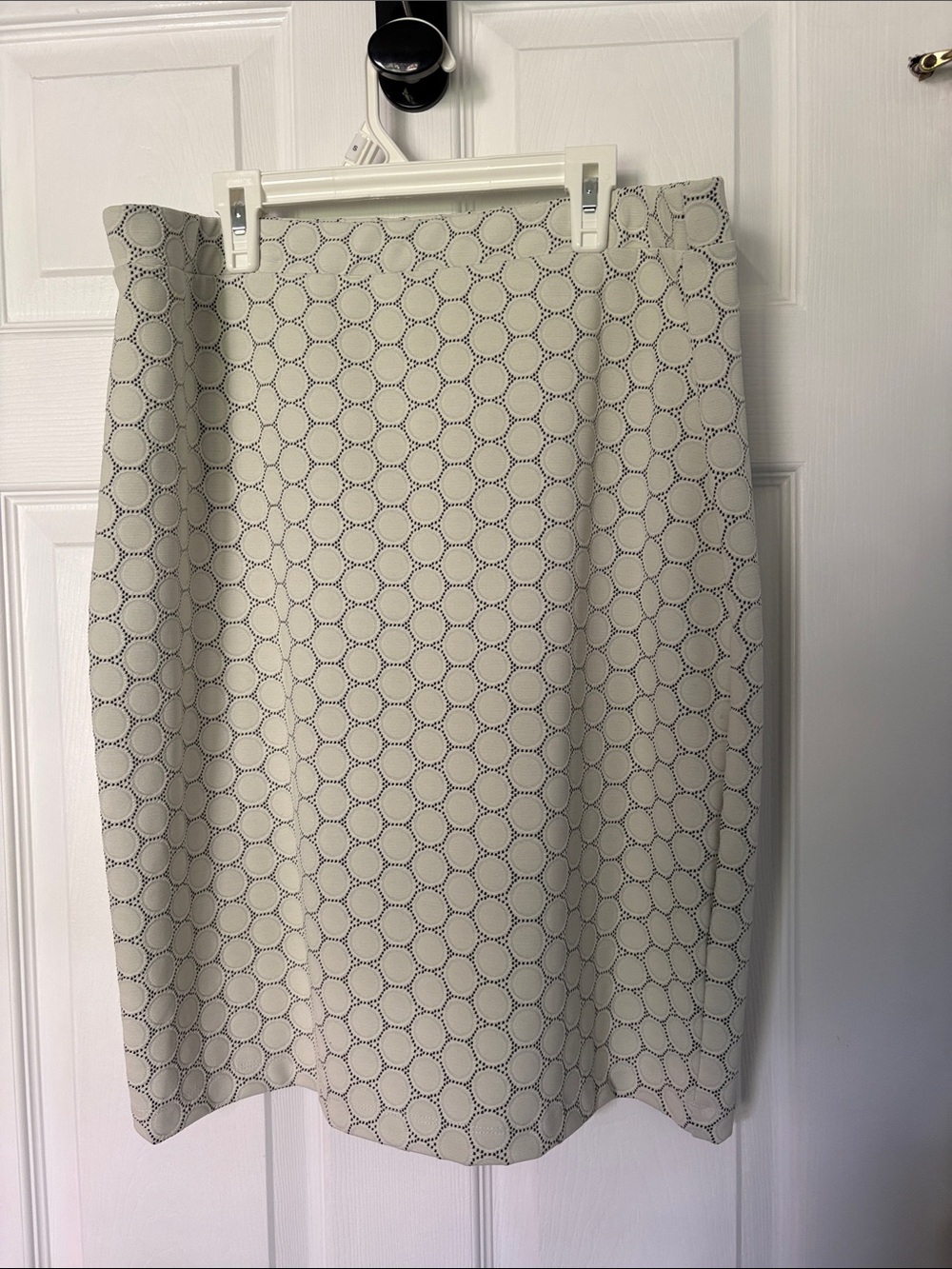 Leota Cream Midi Skirt with Circular Pattern
